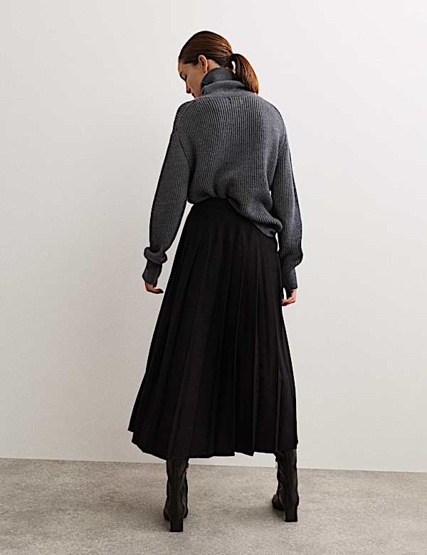 Pleated Wool Kilt Skirt - ES