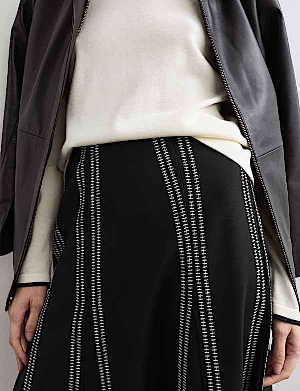 Jersey Embroidered Midi Circle Skirt - AU