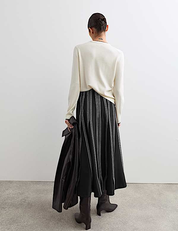 Jersey Embroidered Midi Circle Skirt - AU