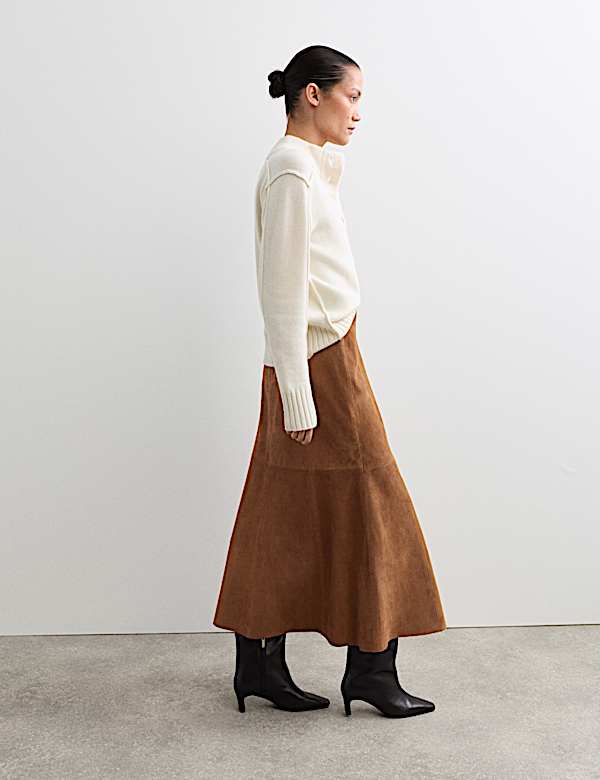 Suede Midaxi A-Line Skirt - AU