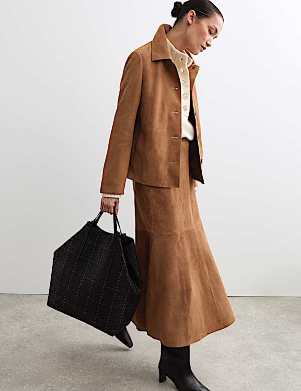 Suede Midaxi A-Line Skirt - AU