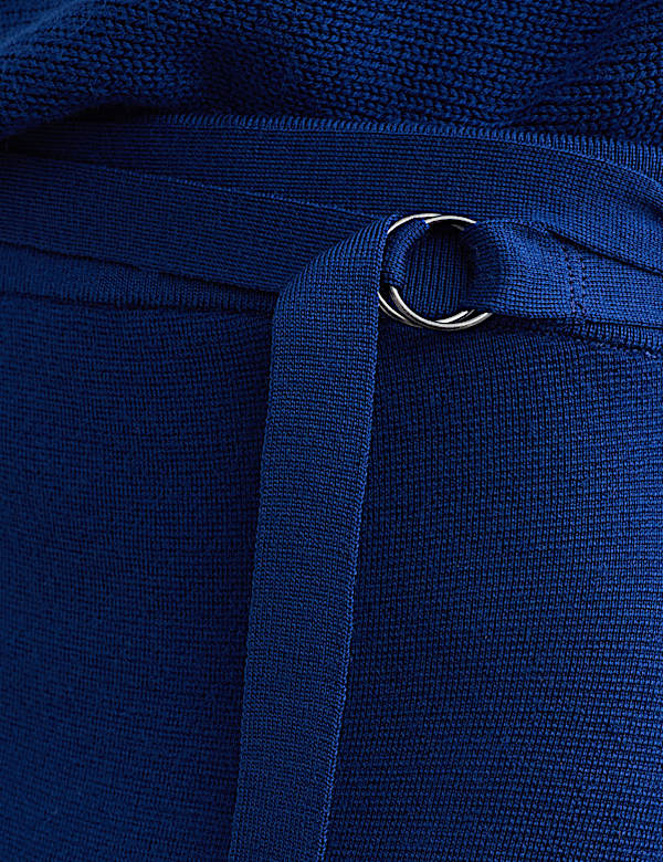 Jupe midi coupe droite en maille 100 % laine m&eacute;rinos - CA