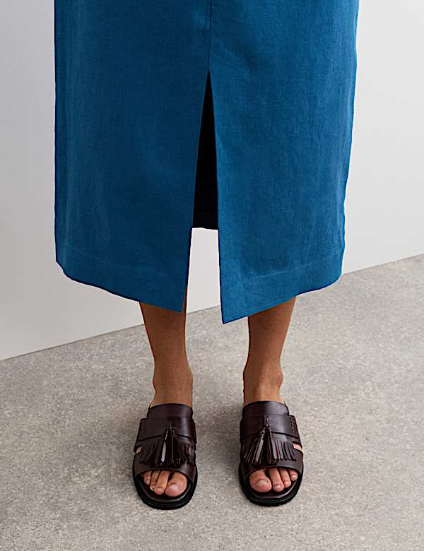 Midi-kolomrok van linnen - BE