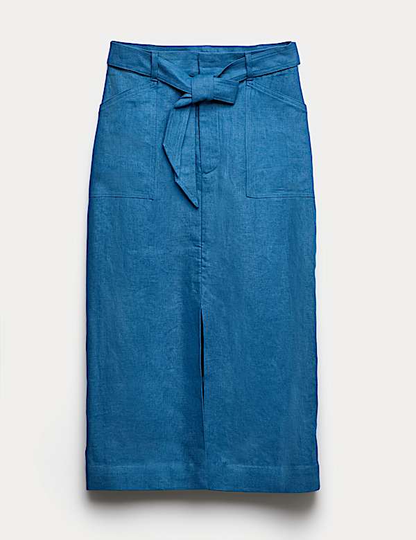 Midi-kolomrok van linnen - BE