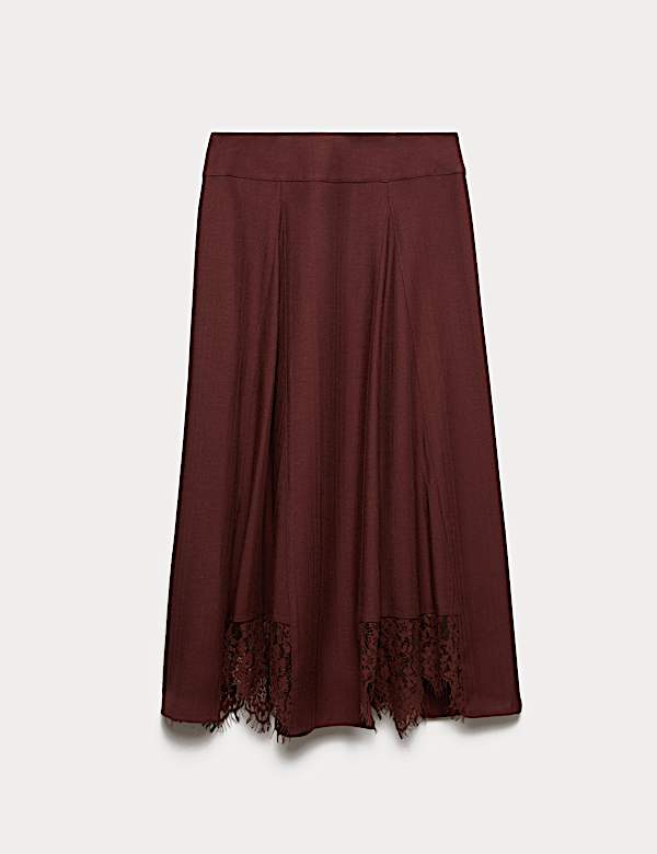 Lace Insert Midi Slip Skirt - ES