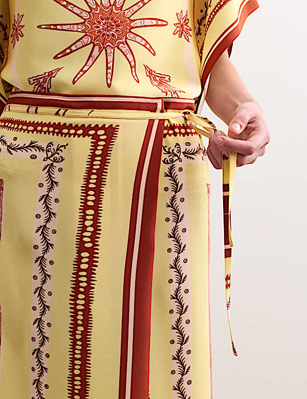 Midi-wikkelrok van zuiver zijde met sjaalprint - BE