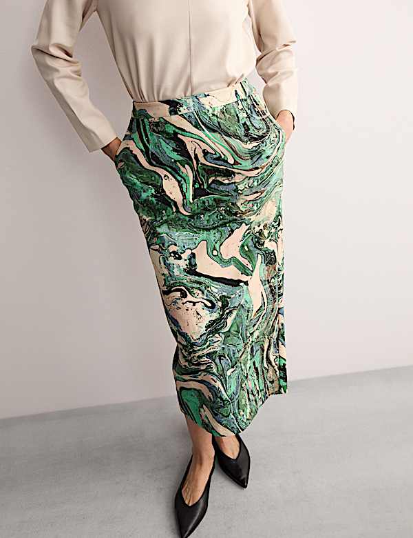 Cotton Rich Printed Midaxi Column Skirt - AU
