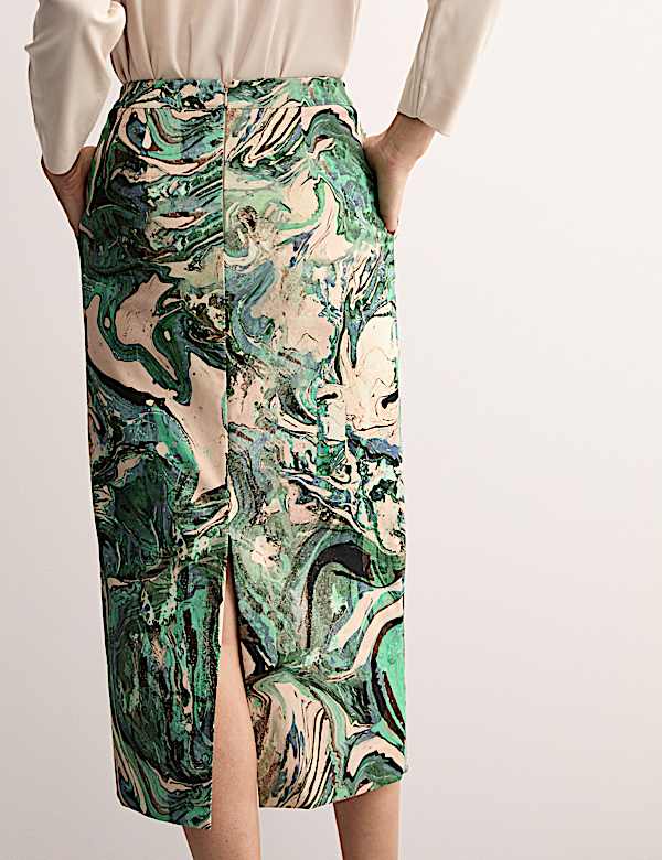 Cotton Rich Printed Midaxi Column Skirt - AU