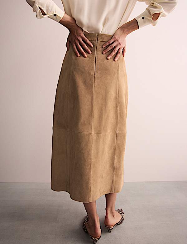 Suede Midi Column Skirt - GR