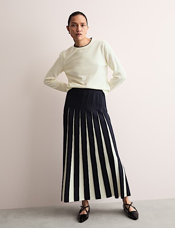 Midi-rok met A-lijn en gebreid zoomdetail - BE