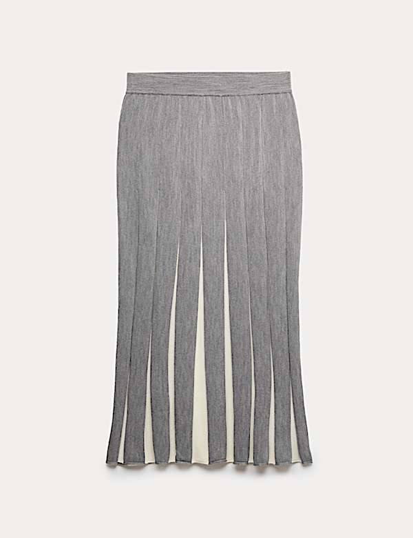 Knitted Seam Detail Midi A-Line Skirt - AU