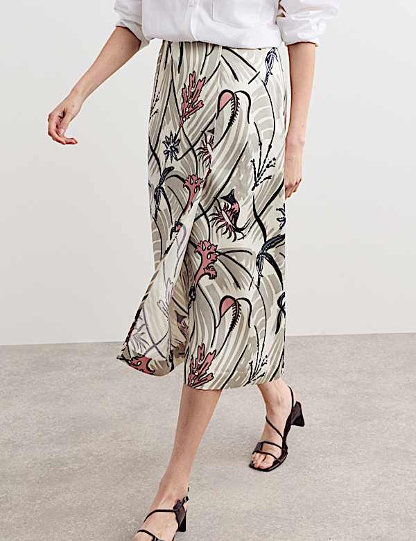 Floral Midi A-Line Skirt - IT