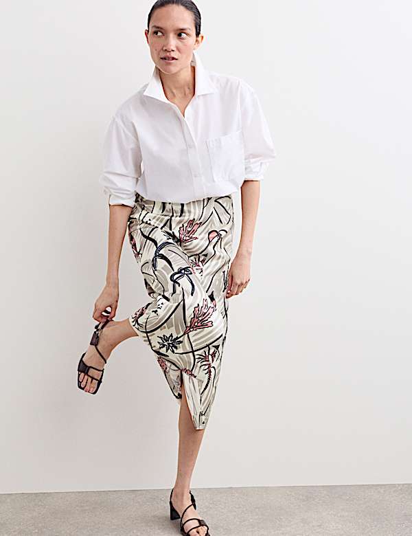 Floral Midi A-Line Skirt - IT