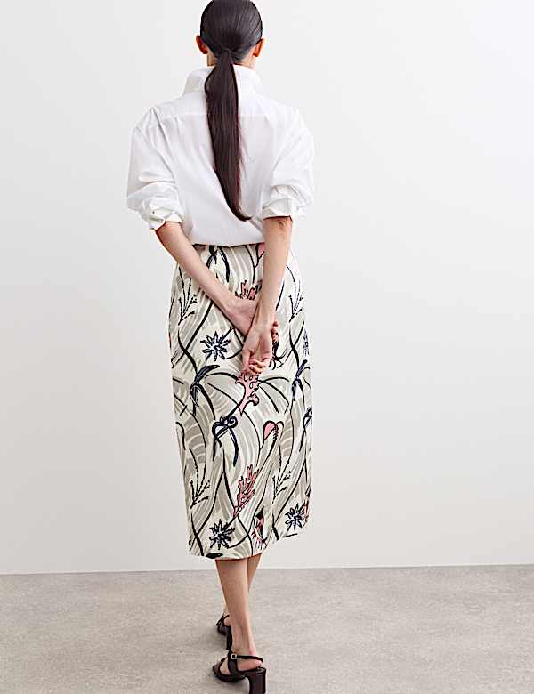 Floral Midi A-Line Skirt - IT