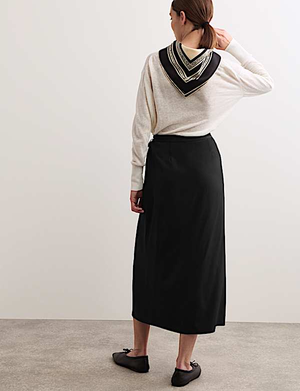 Midi-wikkelrok van zuiver zijde - BE