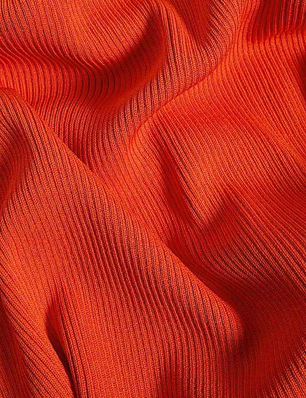 Ribbed Knitted Midaxi A-Line Skirt - CH