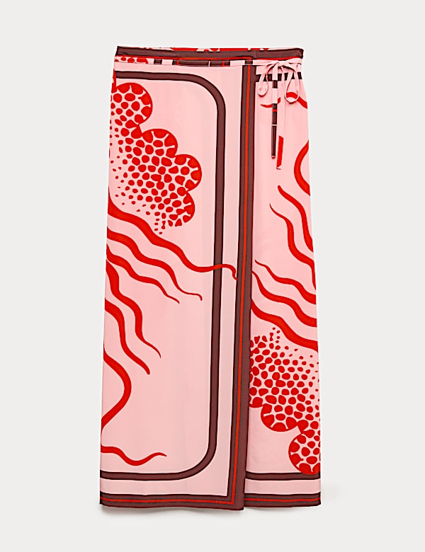 Pure Silk Jellyfish Print Midi Wrap Skirt - FR