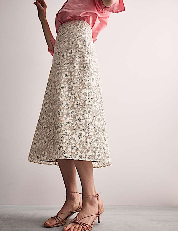 Floral Midi Column Skirt - ES