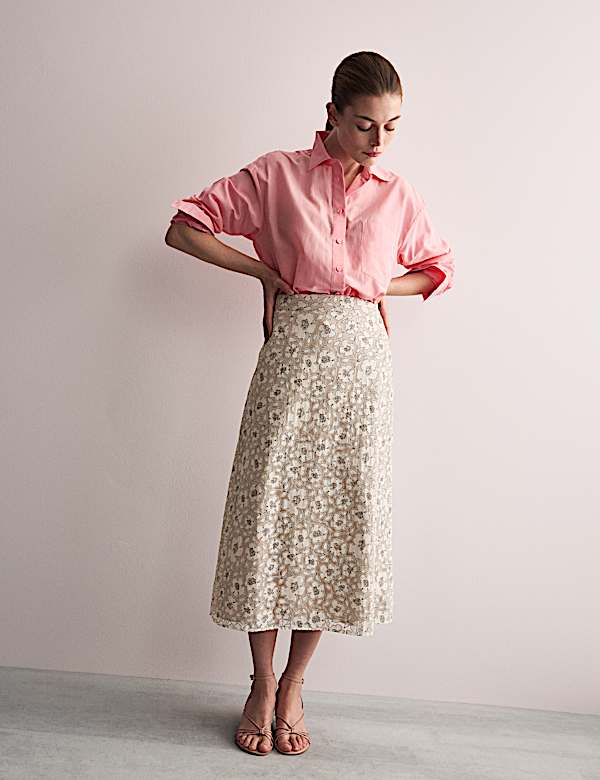 Floral Midi Column Skirt - ES