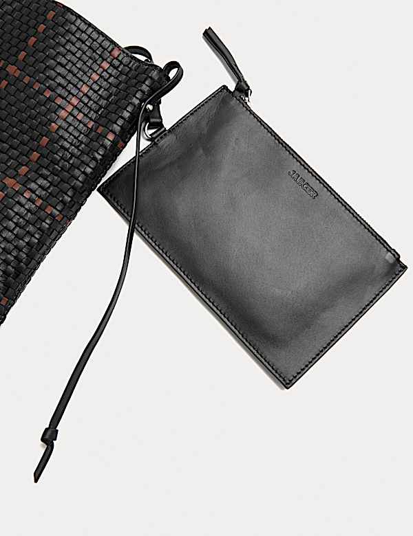 Bolso tote 100 % de piel con diseño entramado - ES