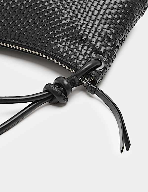 Leather Woven Knotted Shoulder Bag - AU