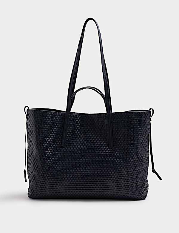 Leather Woven Top Handle Tote Bag - FR