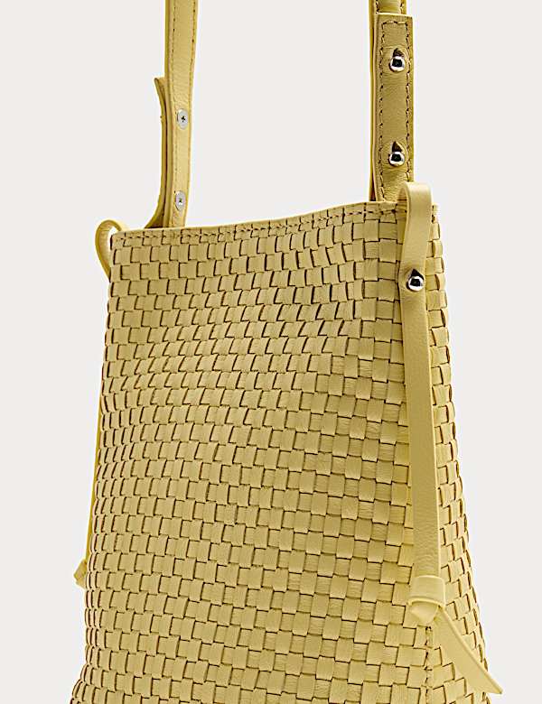 Leather Lattice Cross Body Bag - NL