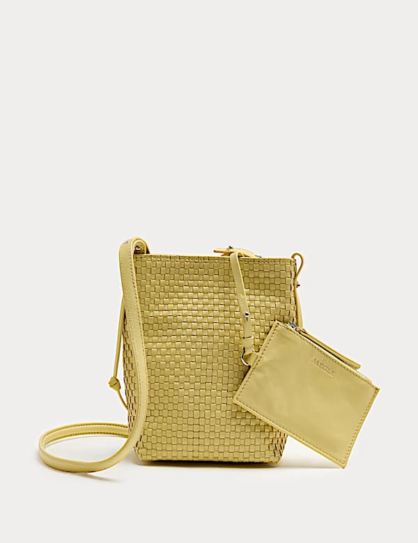 Leather Lattice Cross Body Bag - NL