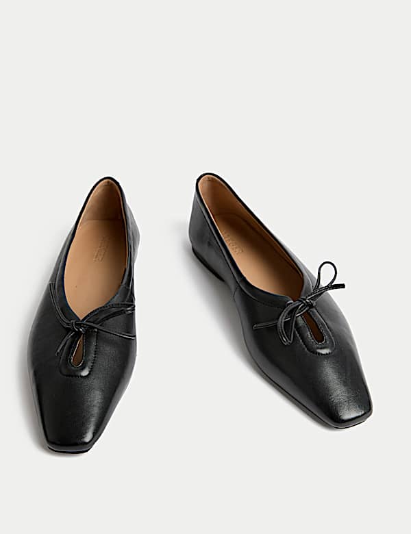 Leather Slip On Flat Pumps - FR