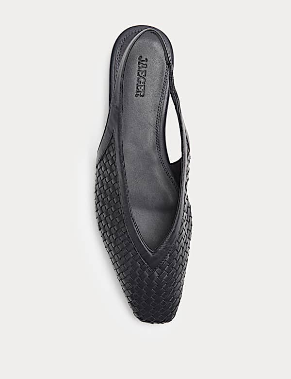 Leather Woven Flat Slingback Shoes - ES