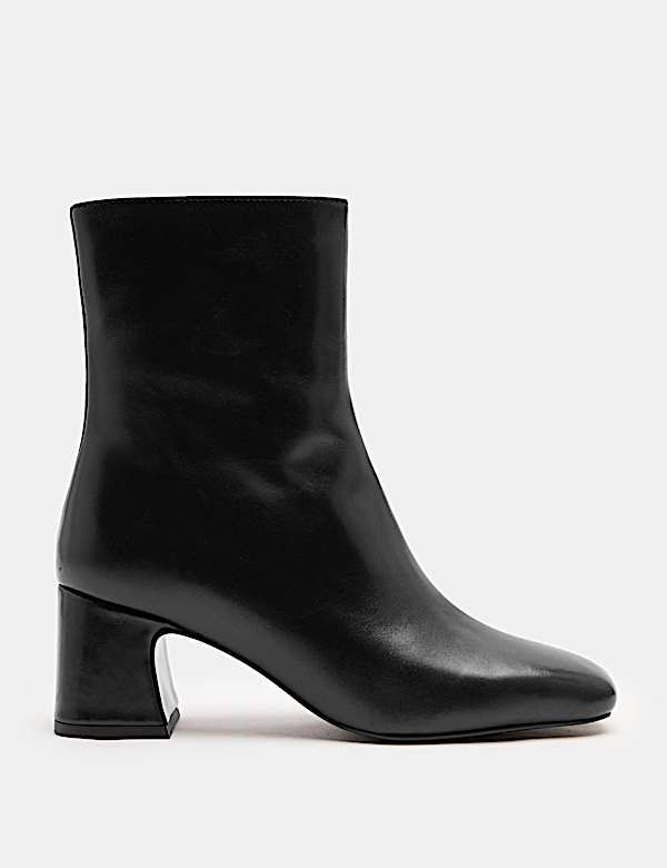 Square Toe Block Heel Ankle Boots - NZ