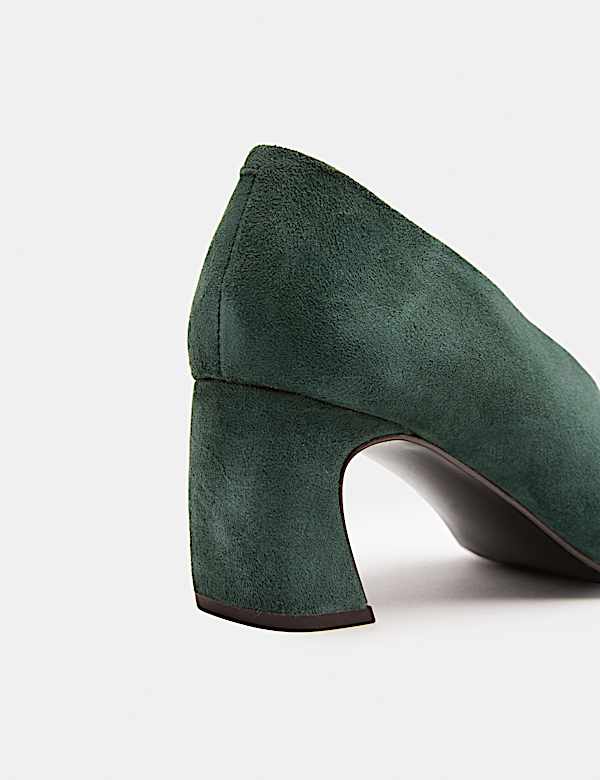 Suede Block Heel Pointed Court Shoes - NZ