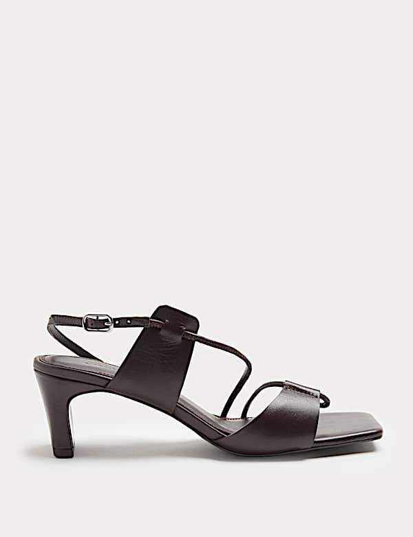 Leather Strappy Block Heel Sandals - AU