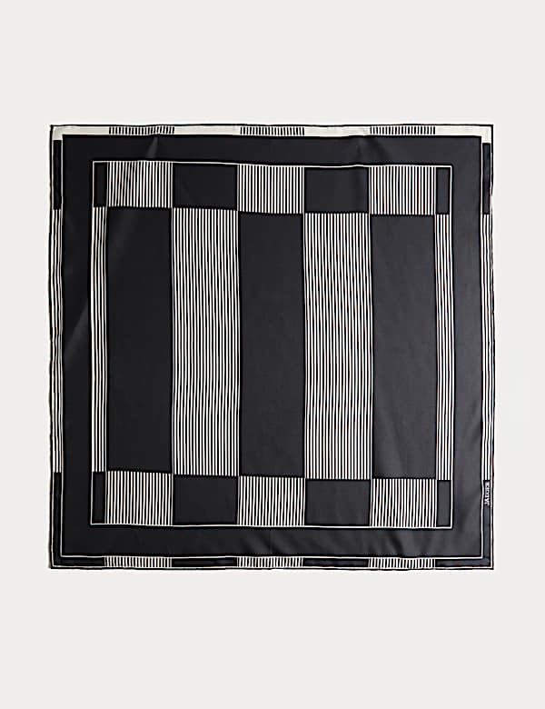 Pure Silk Hand-Rolled Colour Block Scarf - CA