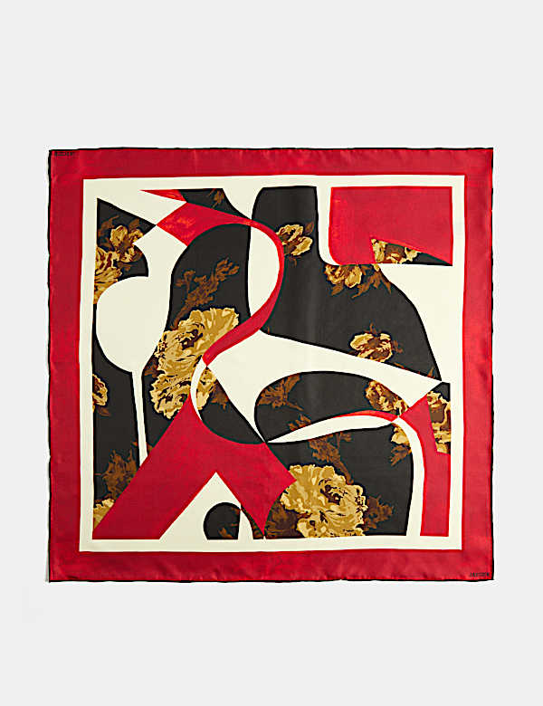 Pure Silk Woven Floral Square Scarf - AU