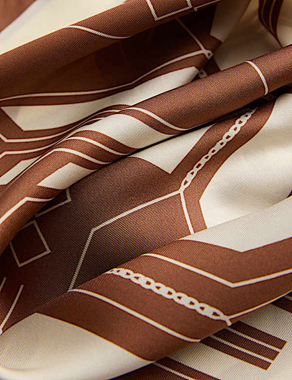 Pure Silk Geometric Scarf - AU