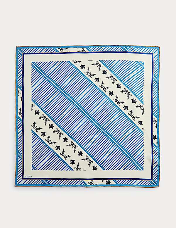 Pure Silk Linear Floral Scarf - FR