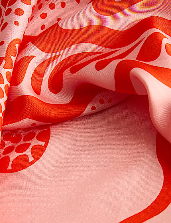 Linear Wave Printed Square Scarf - ES