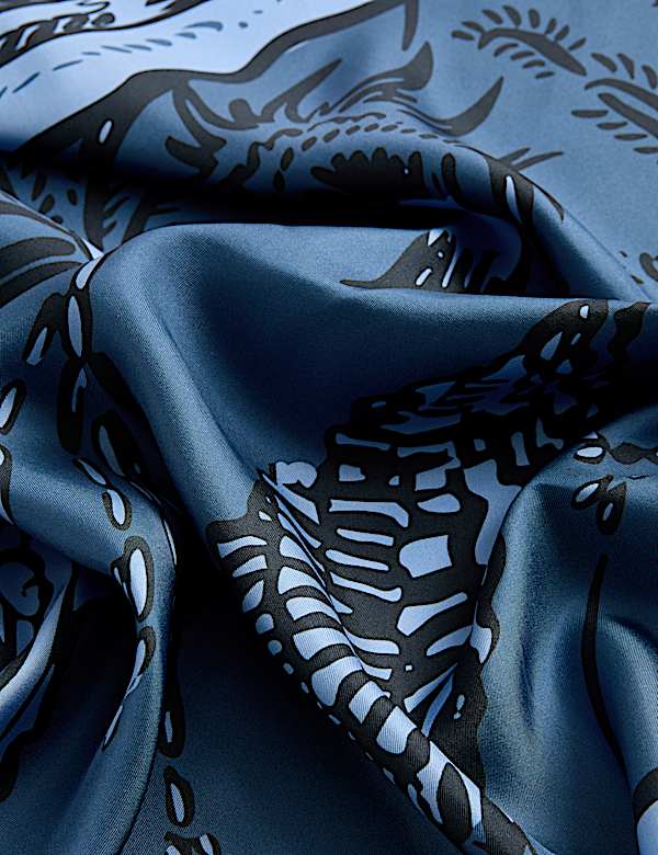 Vierkante sjaal van pure zijde met zeebloemenprint - BE