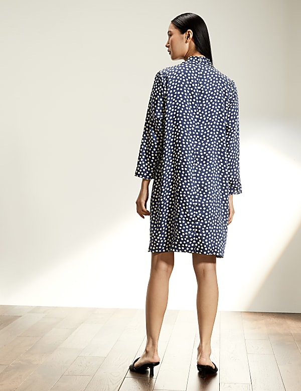 Polka Dot Tie Neck Mini Shift Dress