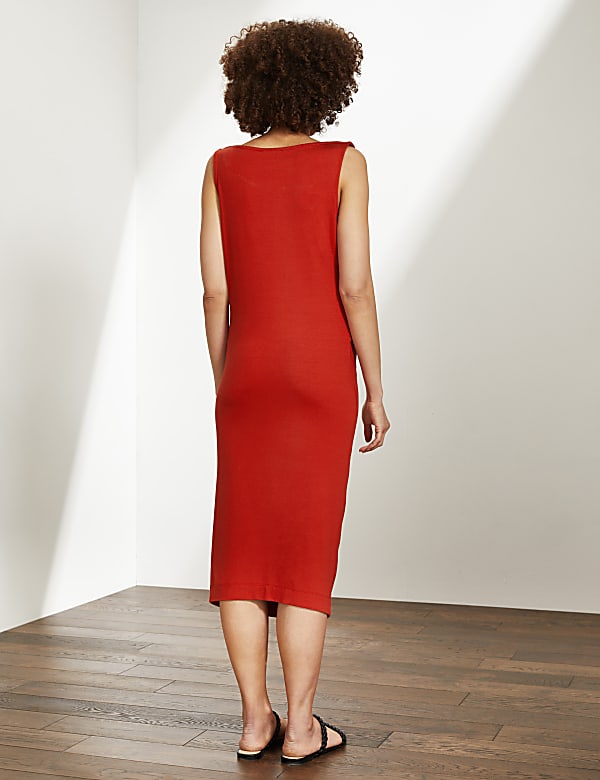 Jersey Crew Neck Midi Bodycon Dress