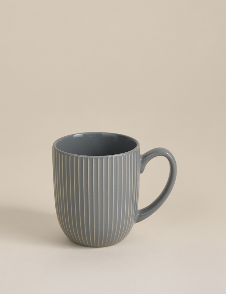 Striped Ribbed Glazed Mug