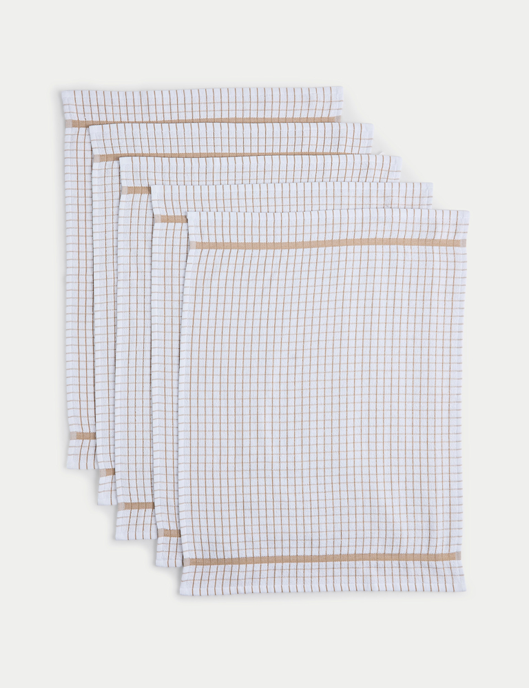 Set of 5 Checked Terry Tea Towels