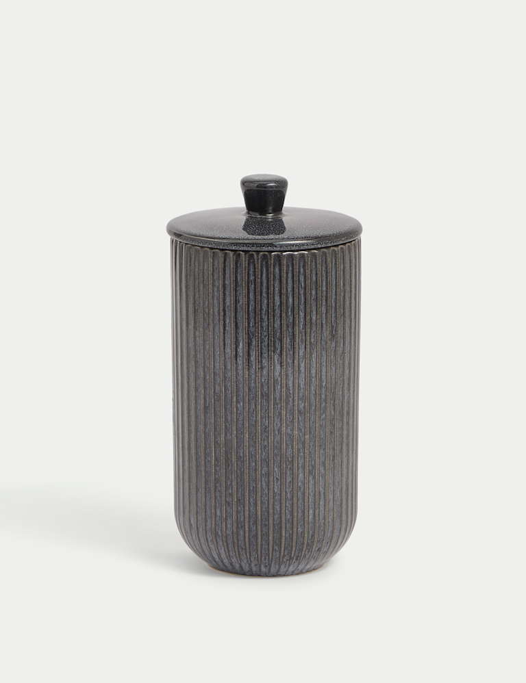 Large Ribbed Glazed Storage Jar