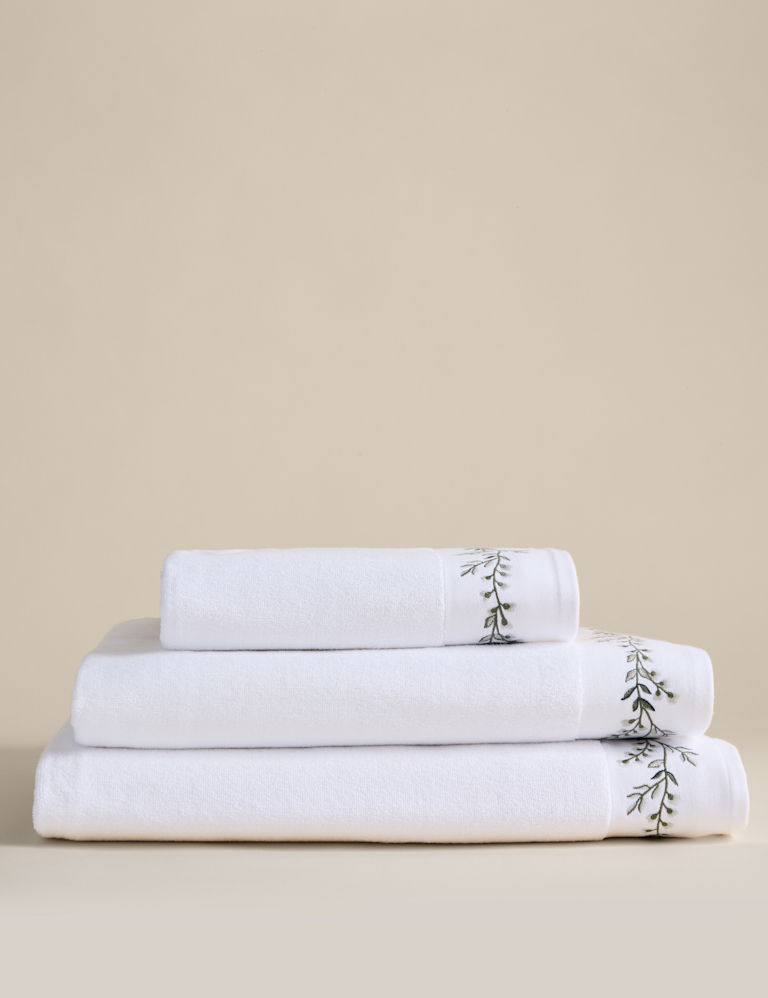 Pure Cotton Embroidered Floral Bath Towel