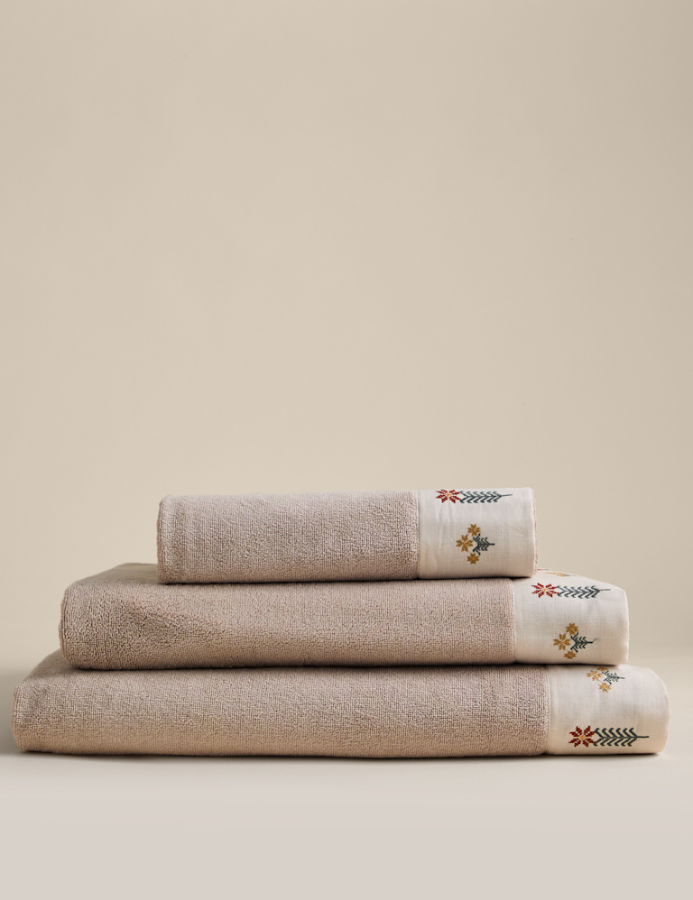 Pure Cotton Floral Embroidered Towel