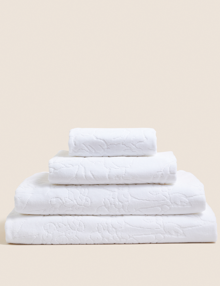 Pure Cotton Linear Floral Towel