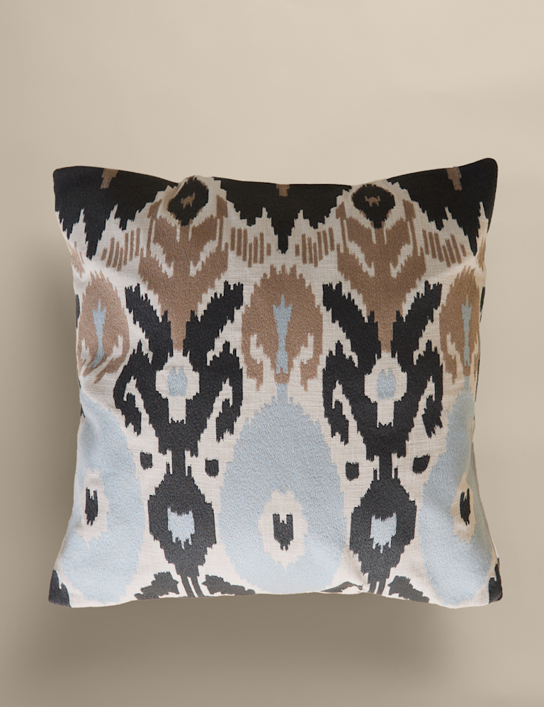 Pure Cotton Embroidered Ikat Cushion