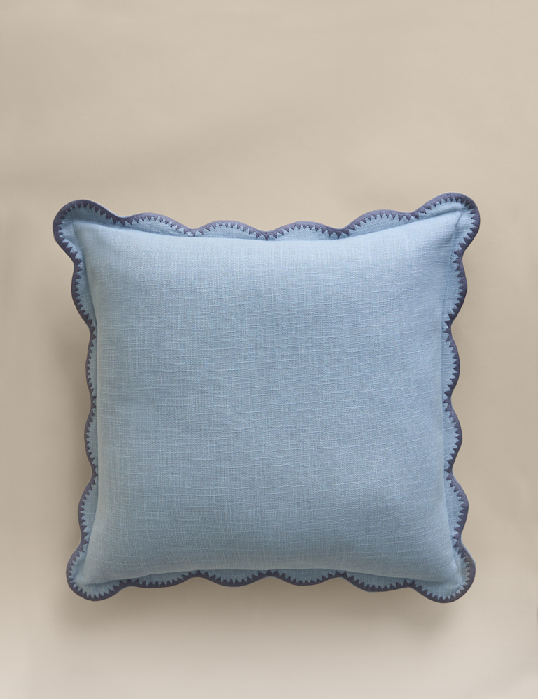 Pure Cotton Large Embroidered Scallop Cushion