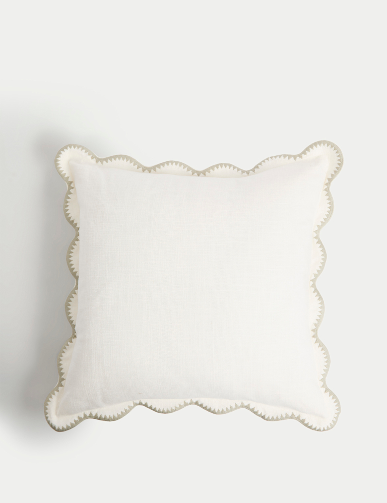 Pure Cotton Large Embroidered Scallop Cushion